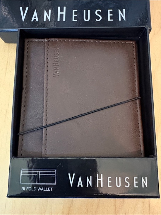 Van Heusen Brown Leather Bi-Fold Wallet with Elastic Band main image 2
